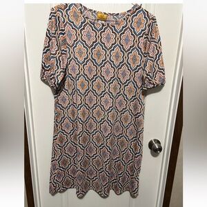 Ruby Rd. Multicolor Geometric Swing Dress- Size Small EUC